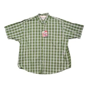 Wrangler Hero Plaid Button Down Short Sleeve Shirt Green 3XL NWT